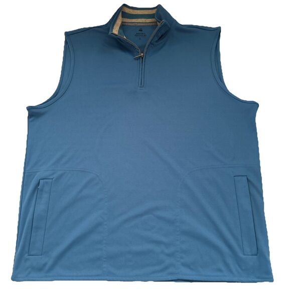 Brooks Brothers Performance Golf Vest Men’s Size Large Blue 1/4 Zip Pockets EUC - Picture 2 of 6
